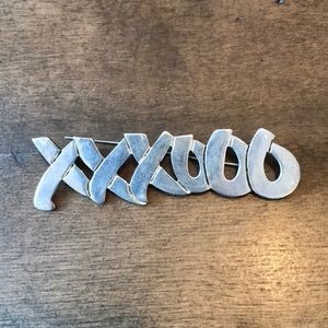 Sterling silver “x and o” brooch